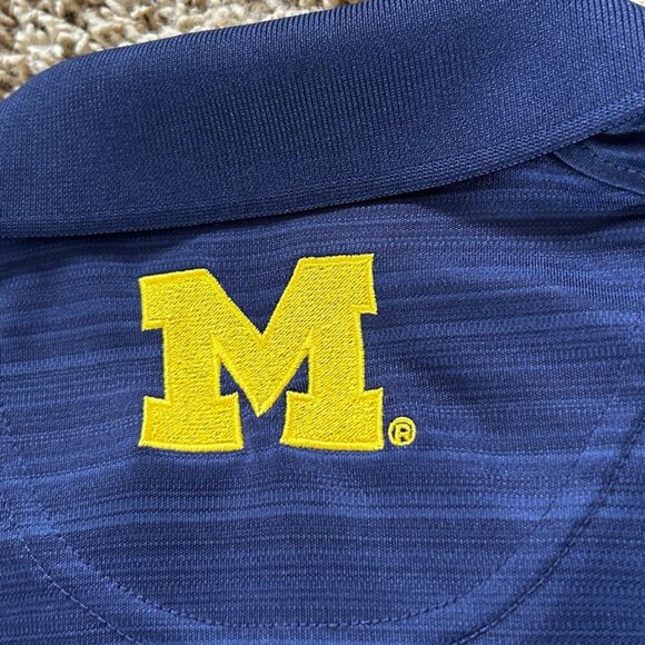 Michigan Wolverines Blue Men's Polo by Champion Size Extra Large Polyester - Picture 7 of 7